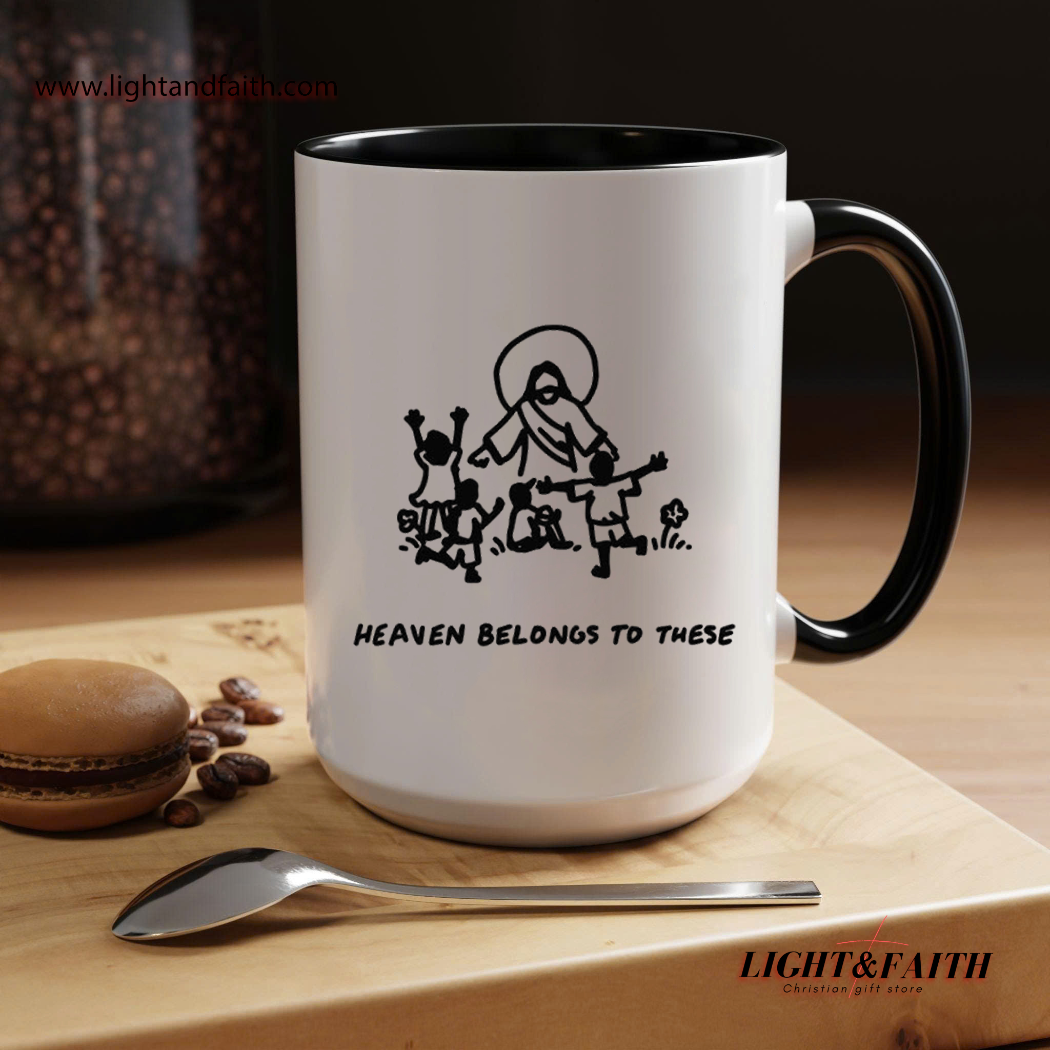 Heaven Belongs to These Mug, Christian Kids Mug with Jesus, Bible Verse Inspired Gift, Faith Mug for Sunday School Teacher or Child MULAF64